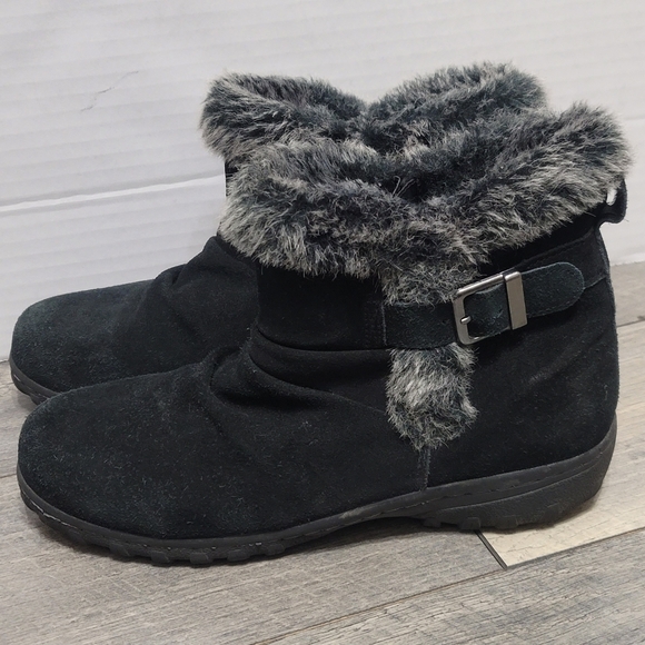 Khombu Shoes - Khombu Lindsey Women's Size 8 Shoes Black Suede Faux Fur Zip Up Ankle Booties